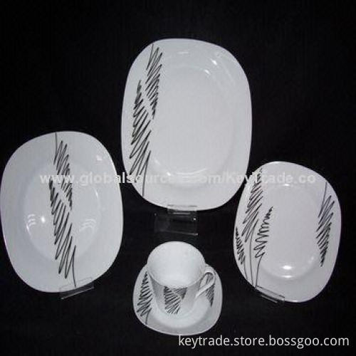 Fine Porcelain 20 Pieces of Dinner Set in Square Shape with Decal